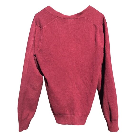 Lands End Mens Cardigan Sweater in Burgundy Embroidered KIC Size Small - Picture 3 of 3